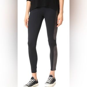 SPANX Black Panel Faux Leather Ponte Shaping Leggings Size Large